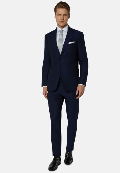 Suits Energy-Efficient Navy Sablé Pure Wool Suit Men