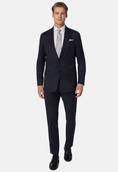 Online Navy Structured Stretch Wool Suit Men Suits