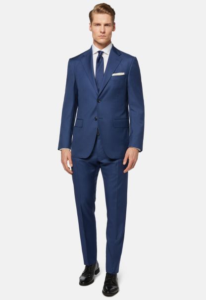 Men Robust Suits Blue Grisaille Wool Suit