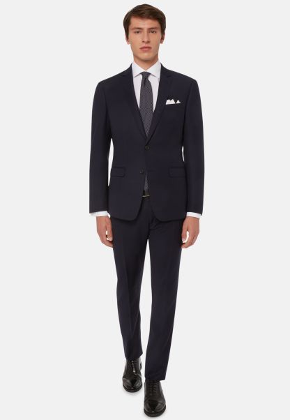 Suits Versatile Men Blue Pin Point Stretch Wool Suit