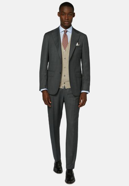 Ignite Suits Grey Prince Of Wales Check Suit In Pure Wool Men