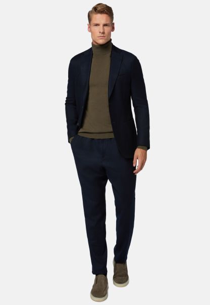 Popular Men Navy Blue Jacket In Wool Flannel Blazers