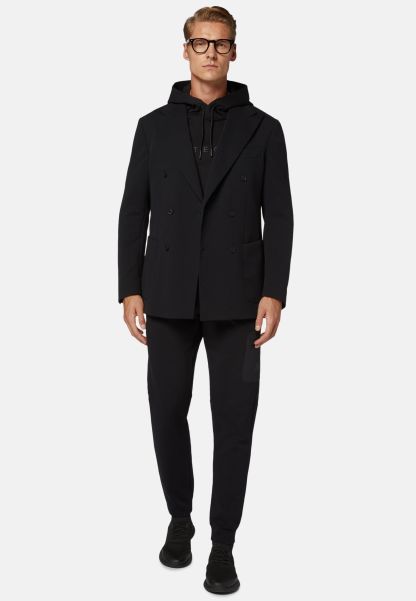 Blazers Men Black Double-Breasted Jacket In B Tech Nylon Trendy