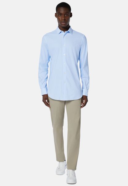 Slim Fit Sky Blue Shirt In Stretch Nylon Smart Casual Shirts Men