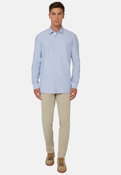 Sky Blue Oxford Cotton Shirt Regular Fit Men Contemporary Casual Shirts