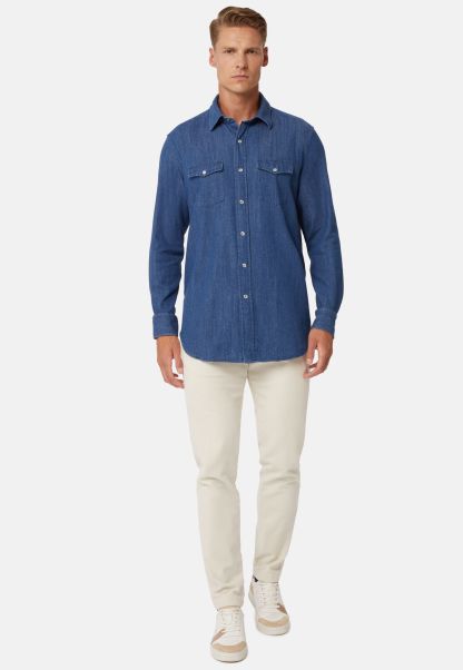 Men Classic Casual Shirts Cotton Indigo Denim Shirt Regular Fit