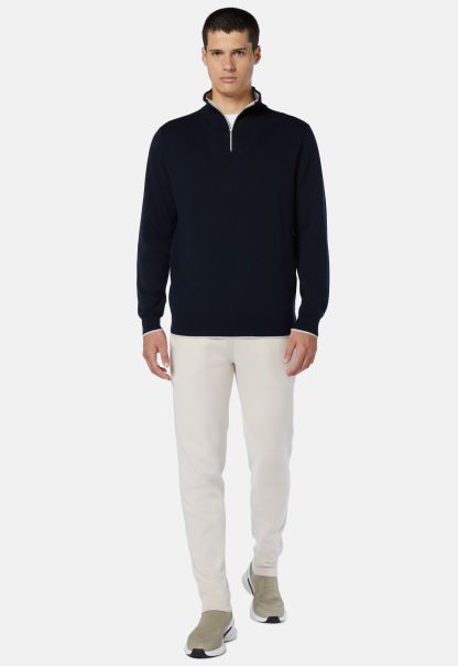 Double Grey Half Zip Jumper In Wool Nylon Cotton State-Of-The-Art Men Knitwear