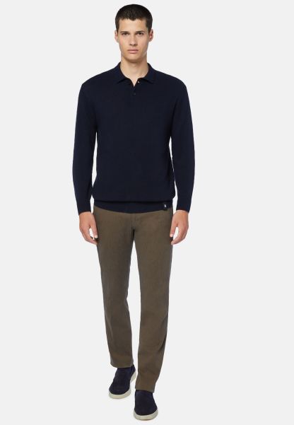 Men Value Knitwear Navy Polo Neck Jumper In A Cashmere Blend