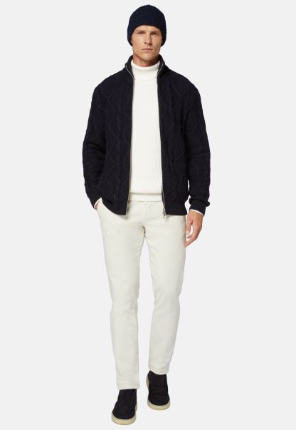 Knitwear White Full-Zip Jumper In Merino Wool Men Inexpensive