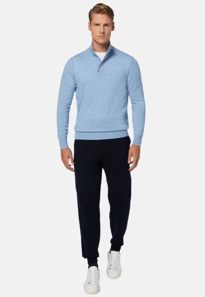 Navy Wool/Cashmere Half Zip Jumper Knitwear Men Trending
