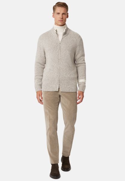 Knitwear Men Professional Sand Full-Zip Jumper In A Cashmere Blend