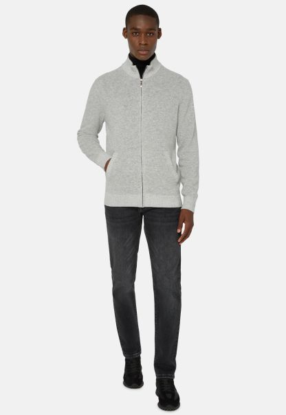 Effective Men Grey Full-Zip Jumper In A Cashmere Blend Knitwear