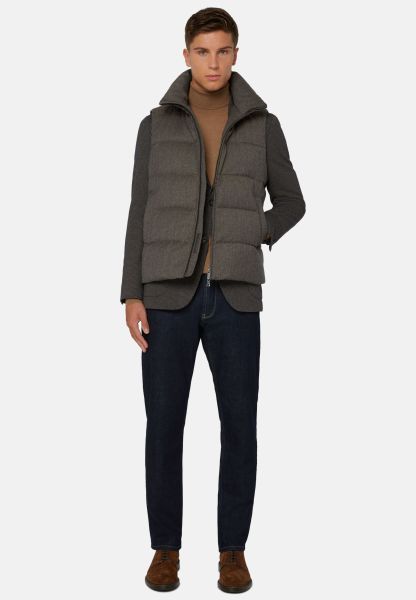 Revolutionize Down-Filled Flannel Gilet With Hood Outerwear Men