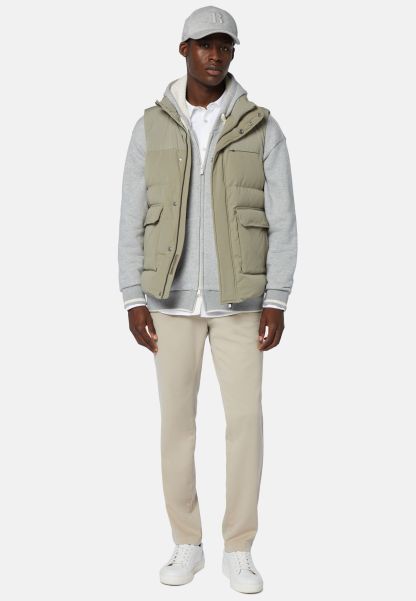 Men Down-Filled Nylon Waistcoat With Hood Modern Outerwear