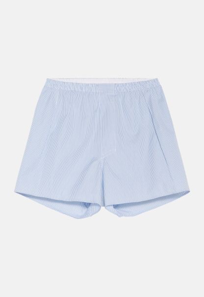 Men Light Blue Striped Cotton Boxer Shorts Underwear And Pajamas User-Friendly