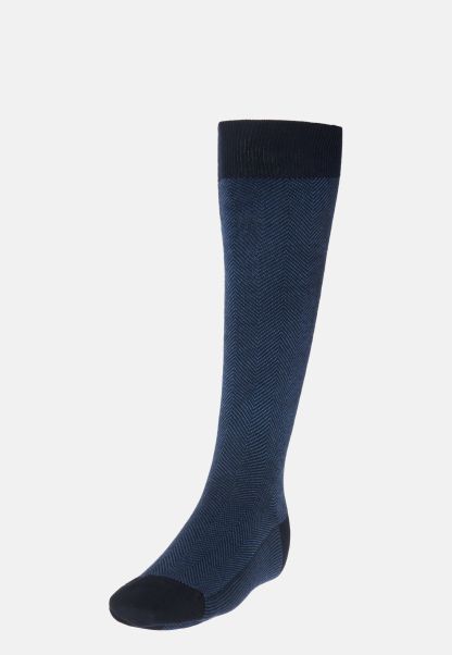 Men Socks Macro Herringbone Pattern Socks In Organic Cotton Precision