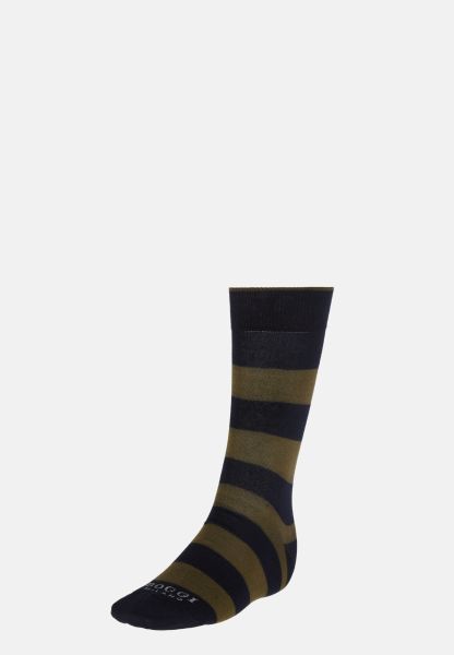 Socks With Macro Striped Pattern In Cotton Blend Distinctive Men Socks