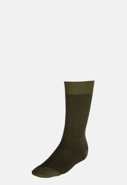 Men Ergonomic Socks Herringbone Pattern Socks In Organic Cotton