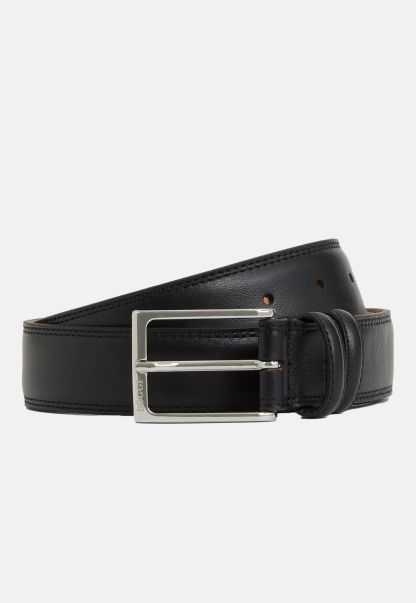 Belts Luxurious Saddle-Stitched Tumbled Leather Belt Men