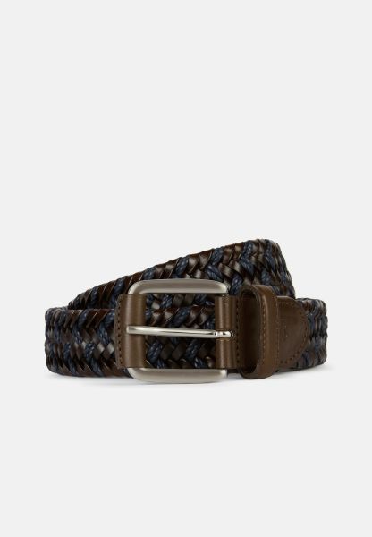 Belts Sustainable Stretch Leather/Fabric Woven Belt Men