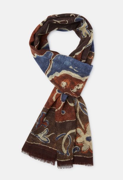 Wool Scarf With Fancy Printed Pattern Easy-To-Use Scarves Men
