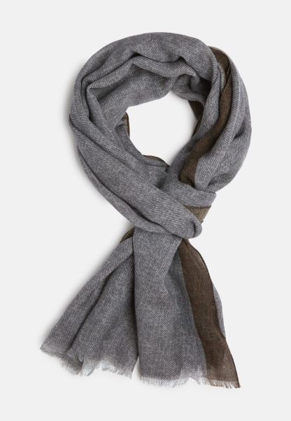 Wool Scarf With Printed Contrasting Patterned Edges Scarves Simple Men