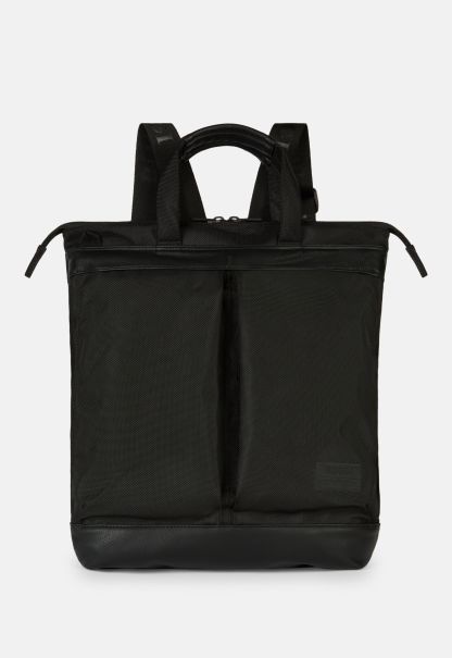 Seamless Black Bag-Backpack In Recycled Technical Fabric Rucksacks And Suitcases Men