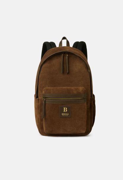 Rucksacks And Suitcases Men Vintage Backpack In Suede Leather
