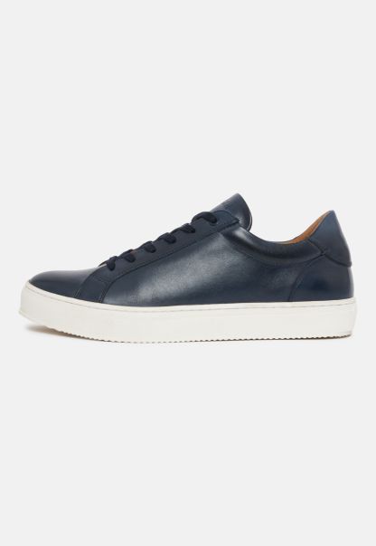 Exclusive Navy Leather Trainers Sneakers Men