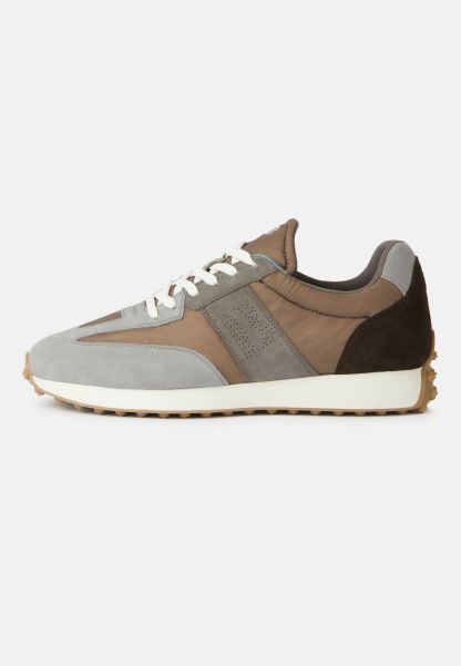Men Sneakers Bold Dove Grey Trainers In Technical Fabric And Leather