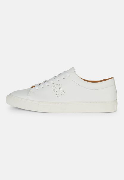 Sneakers Men White Leather Trainers With Logo Intuitive